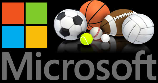 Microsoft logo with sports balls