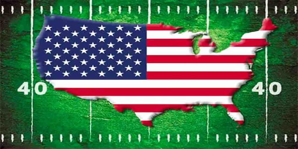 USA Flag Inside A Football Field