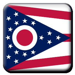 Ohio State Flag Icon - red, white, and blue