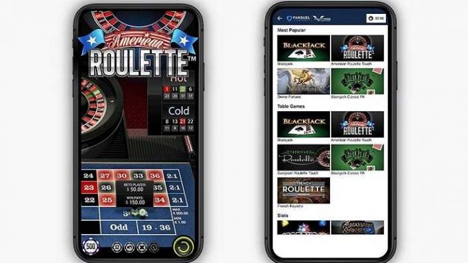 fanduel casino app running on two android phones showing the online gambling interface