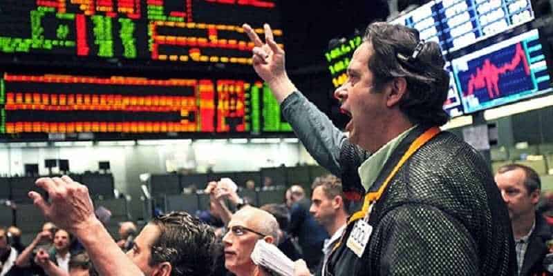 man yelling on stock market floor