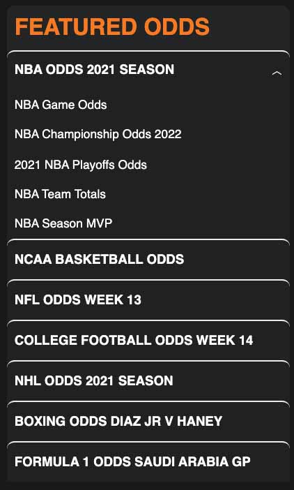 MyBookie Sports betting options
