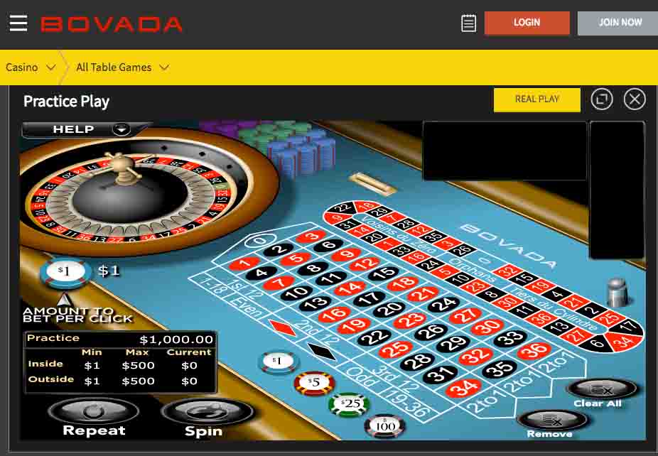Bovada Roulette Screenshot