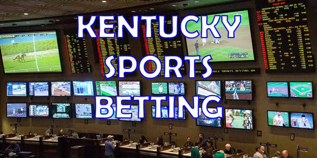 Sports Betting in Kentucky text over an image of an active sportsbook