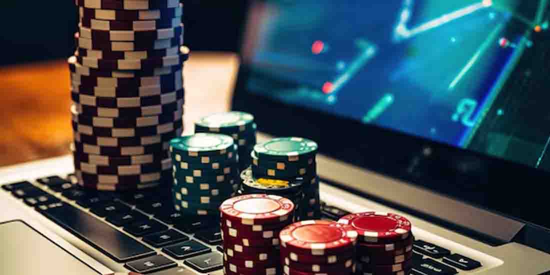 Casino chips on computer