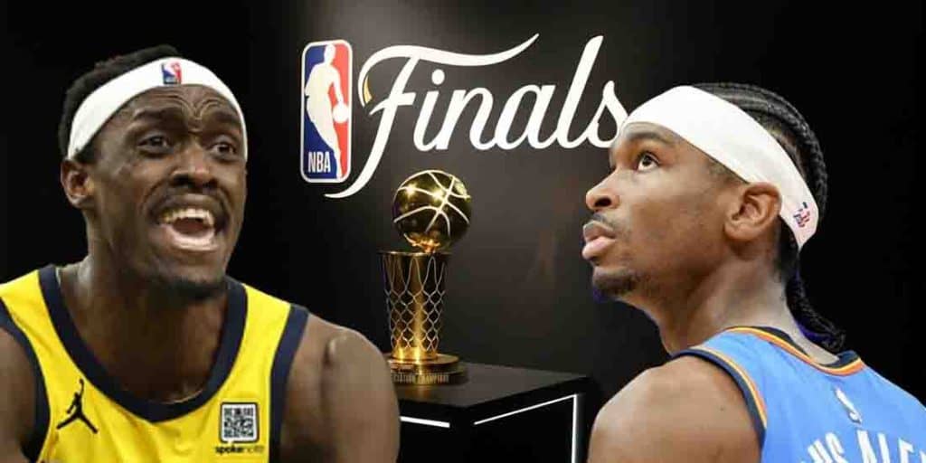 NBA Finals trophy and top players