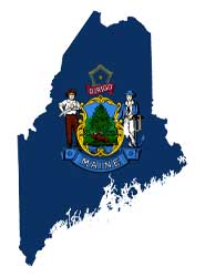 Maine flag and outline