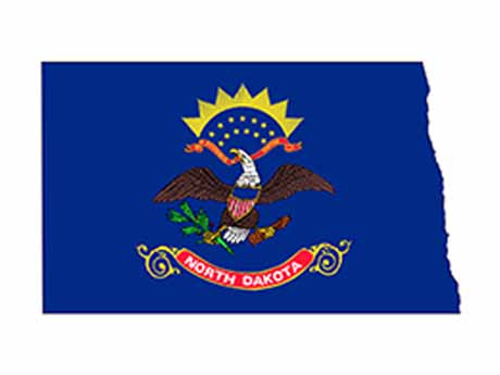 North Dakota outline and flag