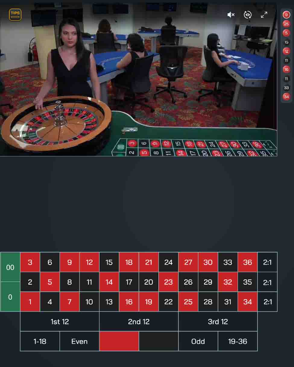 Live roulette table
